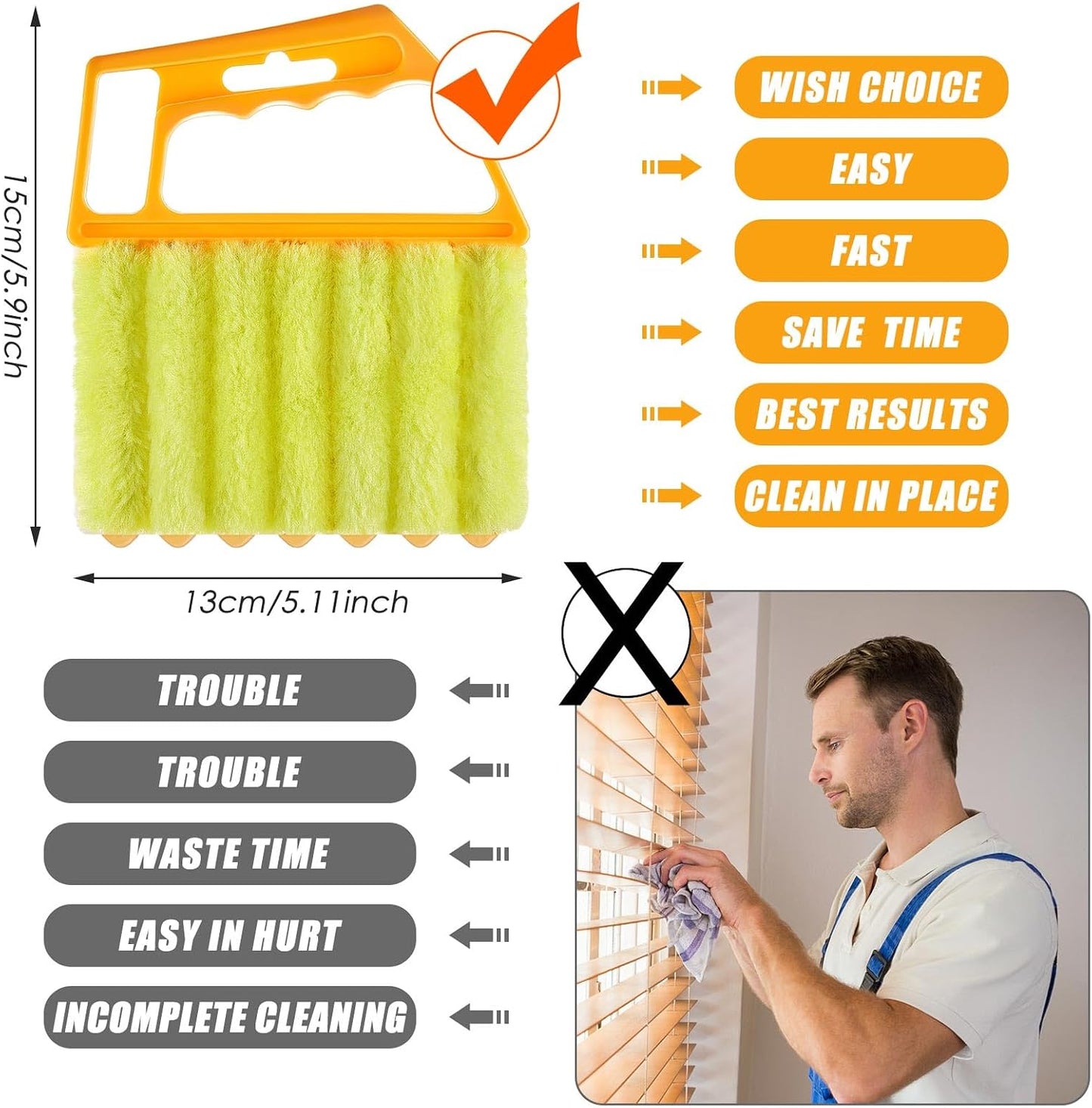 Geiserailie 2 Pcs Window Venetian Blind Cleaner Duster Tool Washable 7 Fingers Dusting Cleaner and Air Vent Shutter Brush Blinds Air Conditioner Fan Duster Dirt Housekeeping Tool (2 Color)