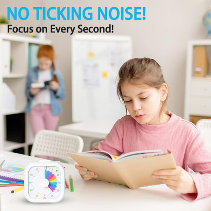 Visual Timer for Kids 60 Minute Countdown Timer Rainbow Disk Desk Timer Clock for Classroom Study Office Kitchen with Silent Operation (Purple)