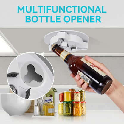 Jar Opener Bottle Opener for Seniors with Arthritis - Under Cabinet Jar Opener for Weak Hands, Rotary Lid Opener, Easy Twist-Off Lids for Jars & Bottles, Original Kitchen Gadgets (Red)