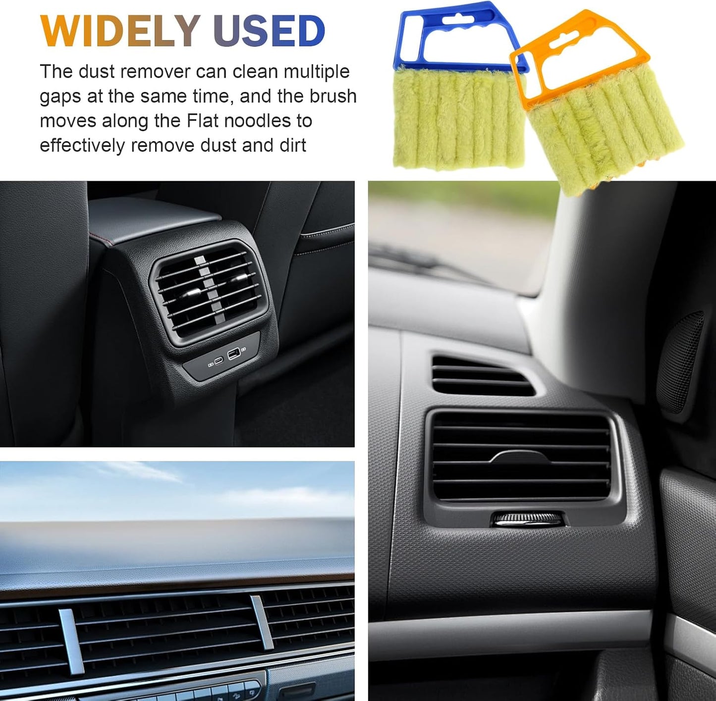 WZP 2PCS Blind Cleaner Duster Tool, Mini 7 Fingers Air Vent Cleaners | Handheld Washable Blind Cleaner, Universal for Blinds, Air Conditioner Vents, Fans Vents (Orange & Blue)