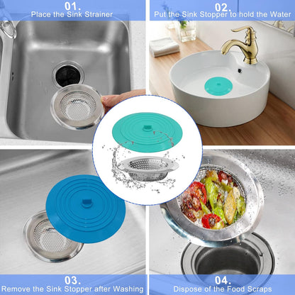Shower Drain Hair Catcher Tub Stopper, V-TOP Drain Cover for Shower to Catcher Hair, Silicone Bathtub Drain Plug Suit for Bathroom Kitchen and Laundry, 4 Pack