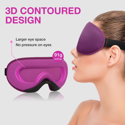 LYSIAN 3D Blackout Sleep Mask for Side Sleepers, 5 Pairs Ear Plugs, Black