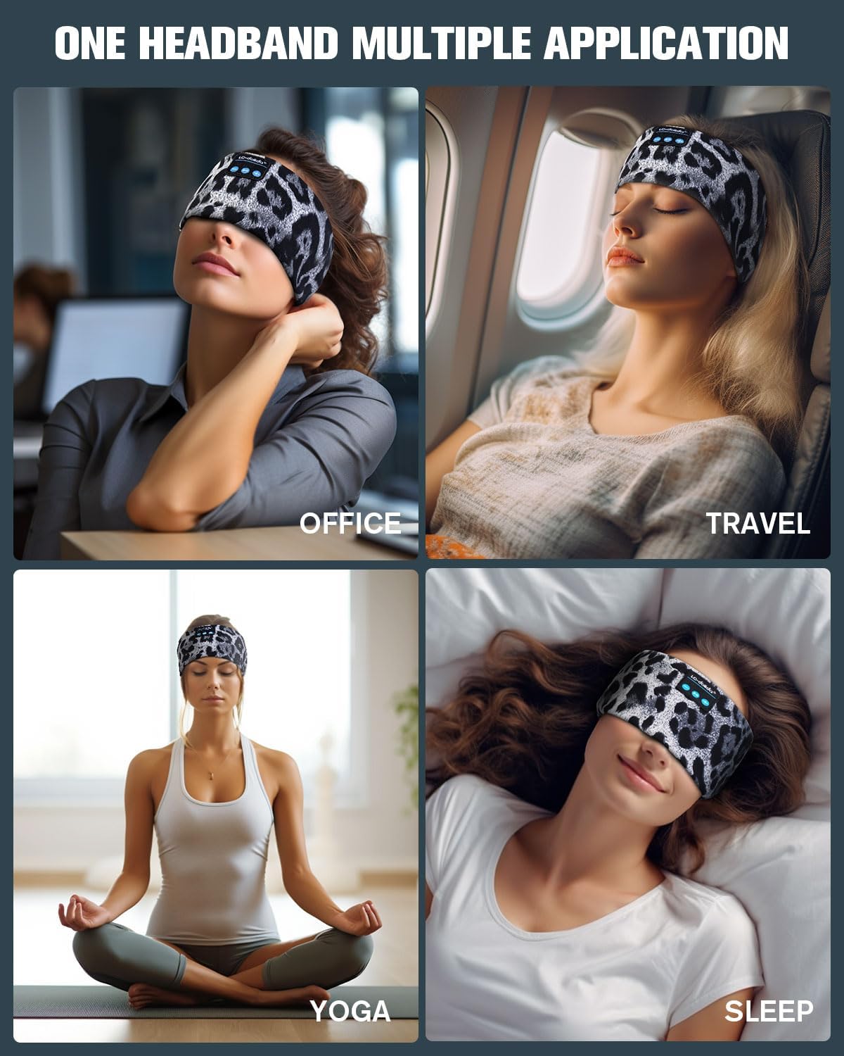 LC-dolida Sleep Headphones Bluetooth 5.4, Headband Headphones Earphones Wireless, Sleep Mask for Gifts,Workout,Jogging,Yoga(Purple)