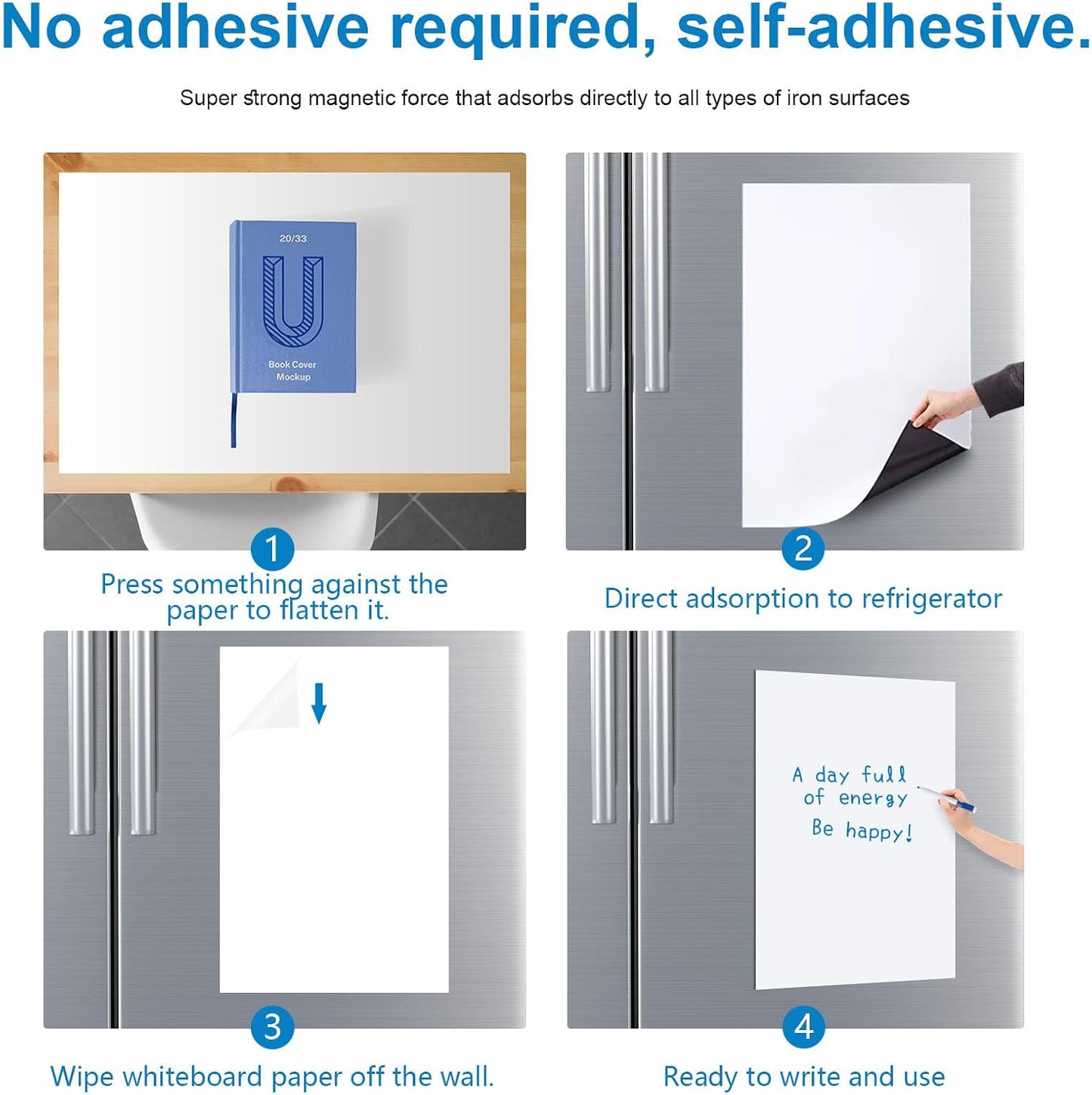Magnetic Whiteboard for Fridge 2-Pack: Two Zones for Family Plans | Help Organize Grocery Lists & Kitchen Notes - 2 Small 12" x 8" Dry Erase Board Sheets for Refrigerator, Strong Magnet Backing