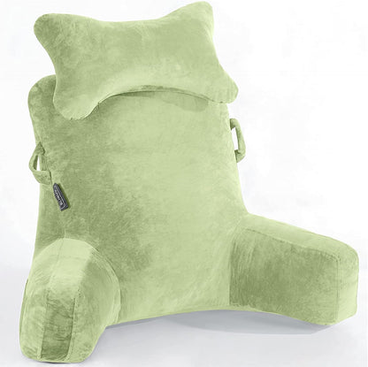 SLIGUY Reading Pillow-Bed Rest Pillow with Detachable Neck Roll & Support Arm for Sitting in Bed Couch or Floor-Backrest Reading Pillow Adult Back Pillow for Reading/Watching TV/Gaming,Dark Grey