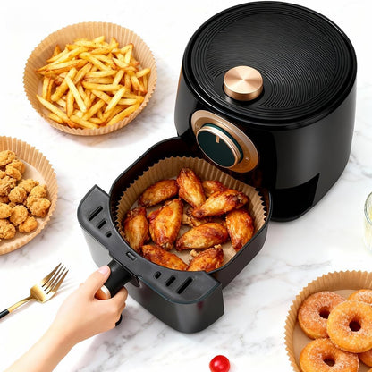 BYKITCHEN 300PCS Small Disposable Air Fryer Liners for 2 to 5QT Airfryer, Round Air Fryer Parchment Paper Liners, Compatible with Ninja AF101 4 QT, CHEFMAN 2 QT, Cosori 2.1QT, Dash 2.6 Quart & More