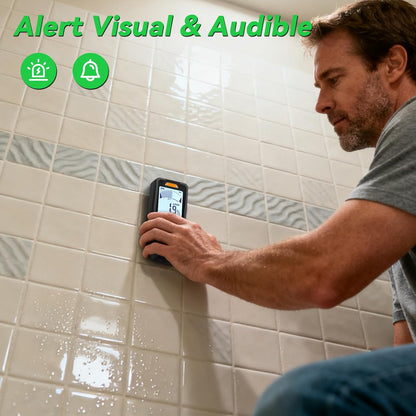 Pinless Moisture Meter for Wall,Floor – Digital Moisture Tester | With 3-Color LCD Display, Audible Alarm & HOLD Function, Ideal for Home Inspections