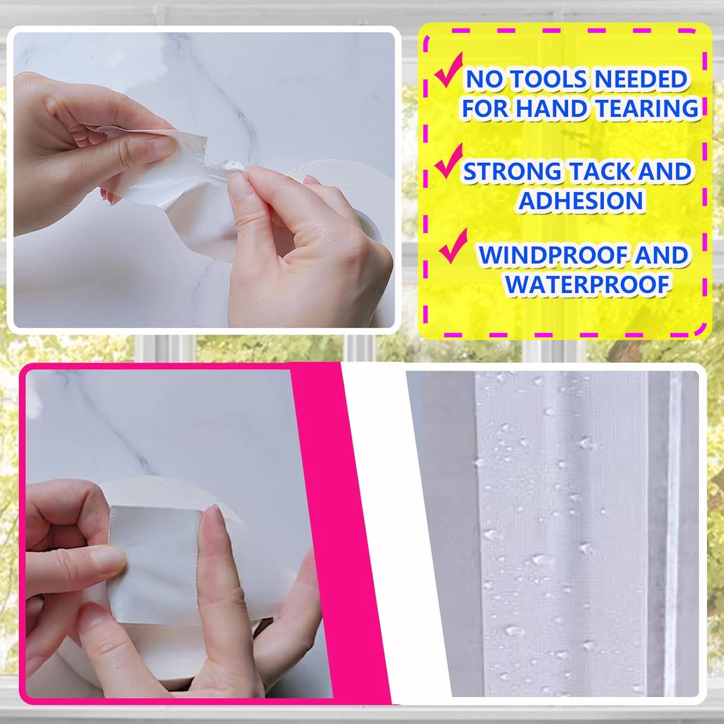 WENSSKKU White Window Weather Sealing Tape, Waterproof Window AC Air Conditioner Sealing Tape Can Keep Out Drafts Cold Air Rain Dust Smog(2IN X 99FT)