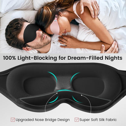 Audree Sleep Eye Mask for Men and Women - Perfect Blackout 3D Eye Mask for Restful Sleep | 100% Light Blocking with Nose Bridge Design | Soft Comfort Eye Shade Cover for Travel, Yoga, Naps (Gray)