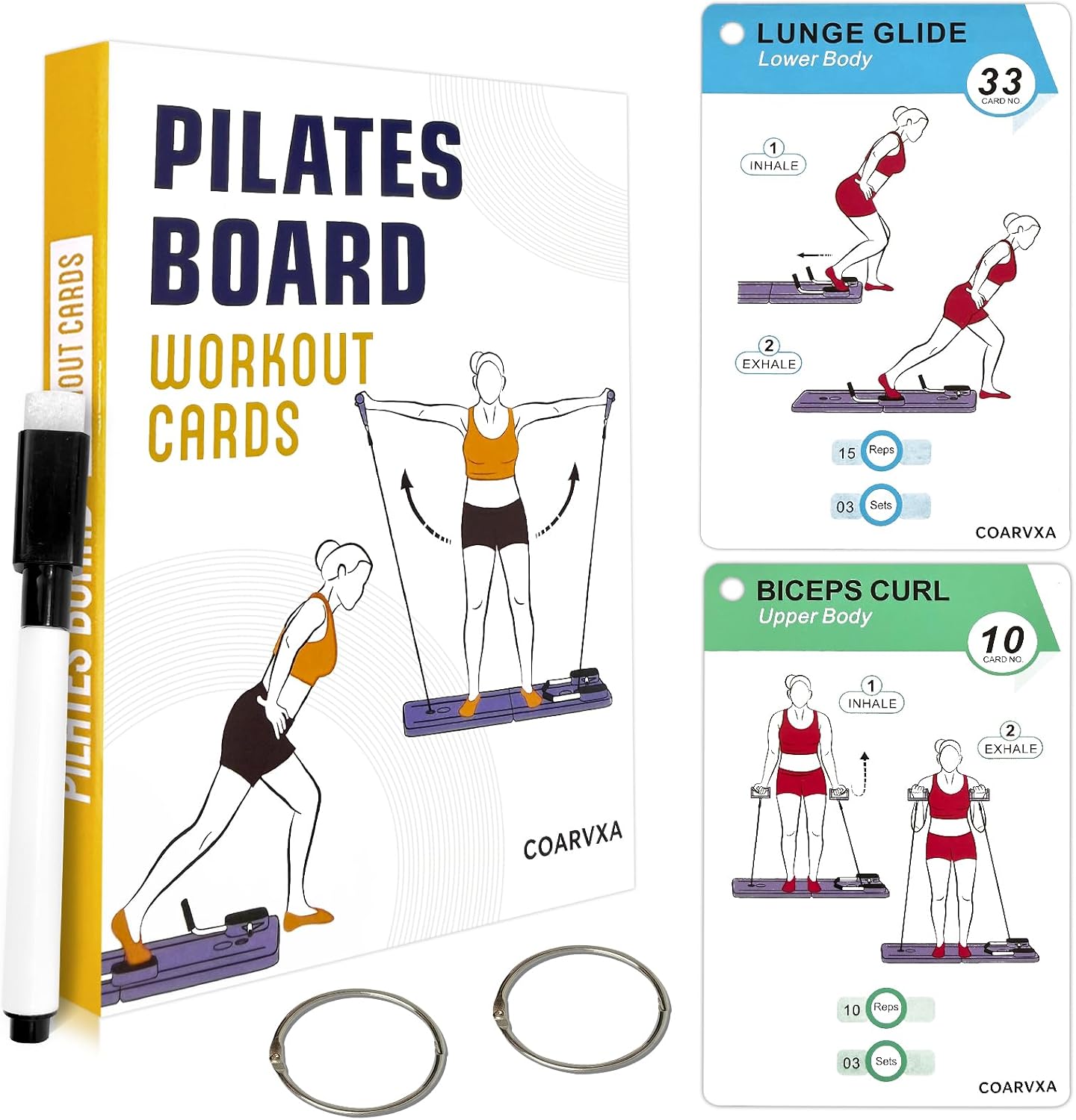 Bodyweight Workout Cards for Women & Men-50 Bodyweight Workout Cards，Includes 2 Rings& Dry-Erase for Easy Organization-Home, Gym or Studio (Bodyweight)