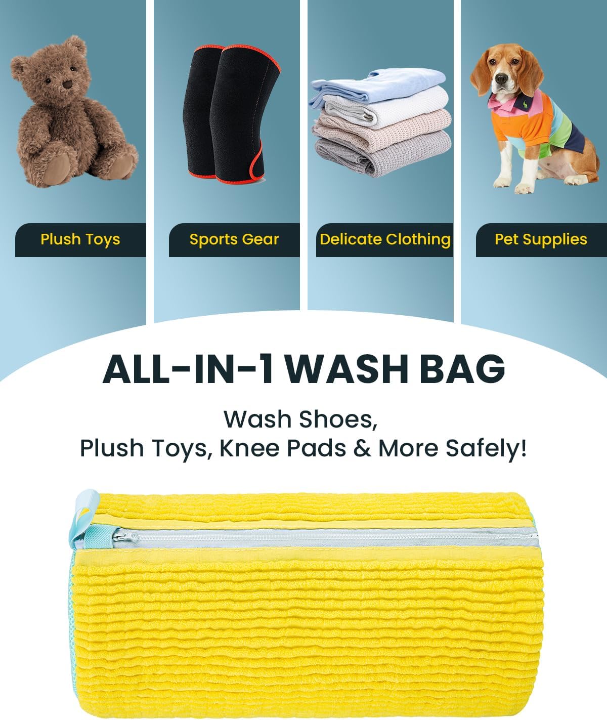 Shoe Washing Machine Bag: 2 Pack Reusable Shoes Cleaning Bags, Light Yellow | Heavy Duty Shoe Laundry Bag for Washer & Dryer, 360° Deep Clean for Sneakers Tennis Shoes, Gifts for Women Men (2pcs)