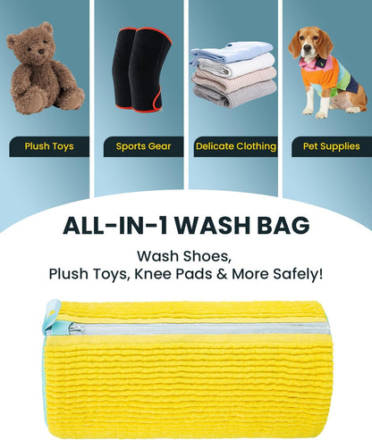 Shoe Washing Machine Bag: 2 Pack Reusable Shoes Cleaning Bags, Light Yellow | Heavy Duty Shoe Laundry Bag for Washer & Dryer, 360° Deep Clean for Sneakers Tennis Shoes, Gifts for Women Men (2pcs)