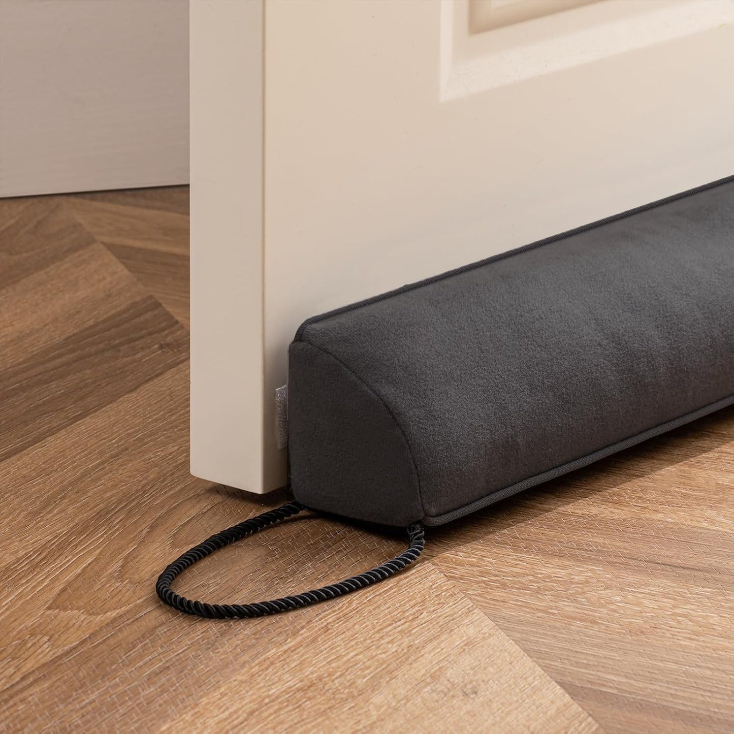 Door Draft Stopper with Removable Washable Cover, 38", Black | Weighted Gap Filler, Blocks Hot and Cold Air, All-Season Seal, Easy Install, Noise & Wind Blocker, Home Essentials