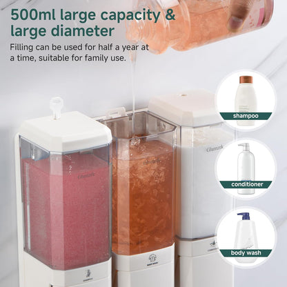 Shampoo and Conditioner Dispenser 3 Chamber No Drill Shampoo Dispenser for Shower Wall Mounted Shower Soap Dispenser 3 * 500ml Refillable Shower Dispenser for Bathroom Hotel(Black 3 Chamber)