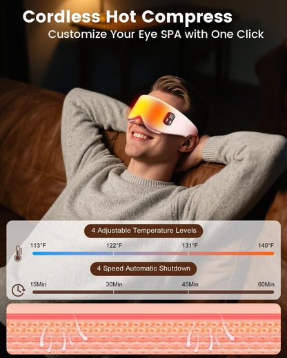 Anydance Heated Eye Mask - Cordless Eye Mask for Dry Eyes, Eye Relief, Improved Sleep, Timed Shutdown, 4 Temperature, Washable Eye Heating Pad for Travel, Removable for Cleaning