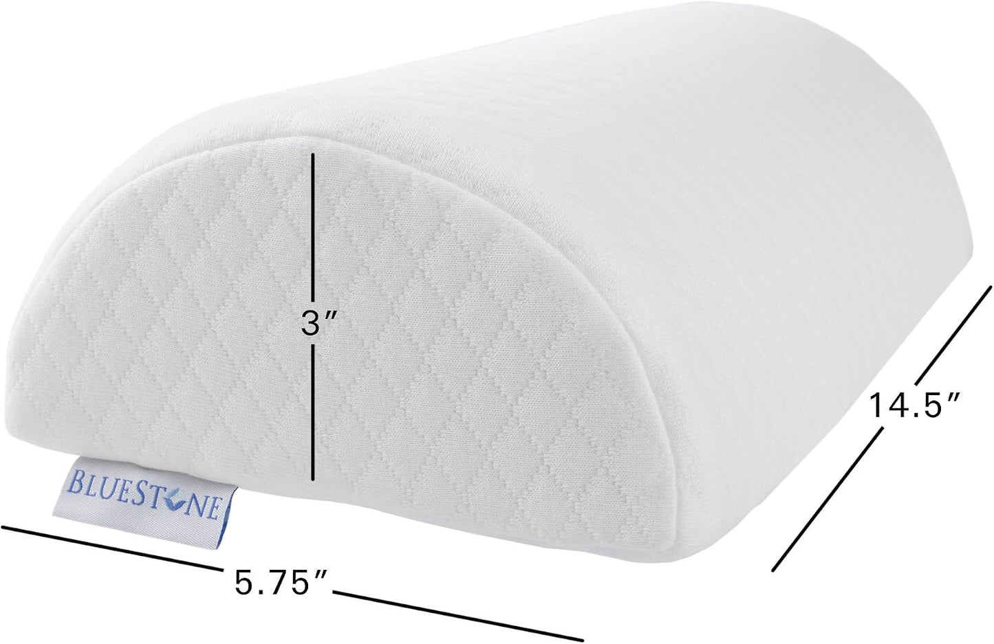 Memory Foam Back Pillow / Half Moon Lumbar Bolster Cushion For Back Pain Relief, Leg and Knee Support and Sleeping With Removeable Cover By Bluestone