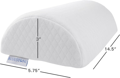Memory Foam Back Pillow / Half Moon Lumbar Bolster Cushion For Back Pain Relief, Leg and Knee Support and Sleeping With Removeable Cover By Bluestone