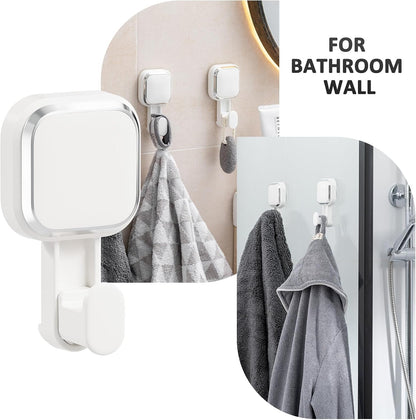 Razor Holder for Shower 2 Pack, Powerful Vacuum Suction Cup Hook for Towel, Loofah, Razor, Squeegee, Damage-Free Wall Shower Hook, Shaver Holder for Bathroom, Easy to Install and Reuse, Black