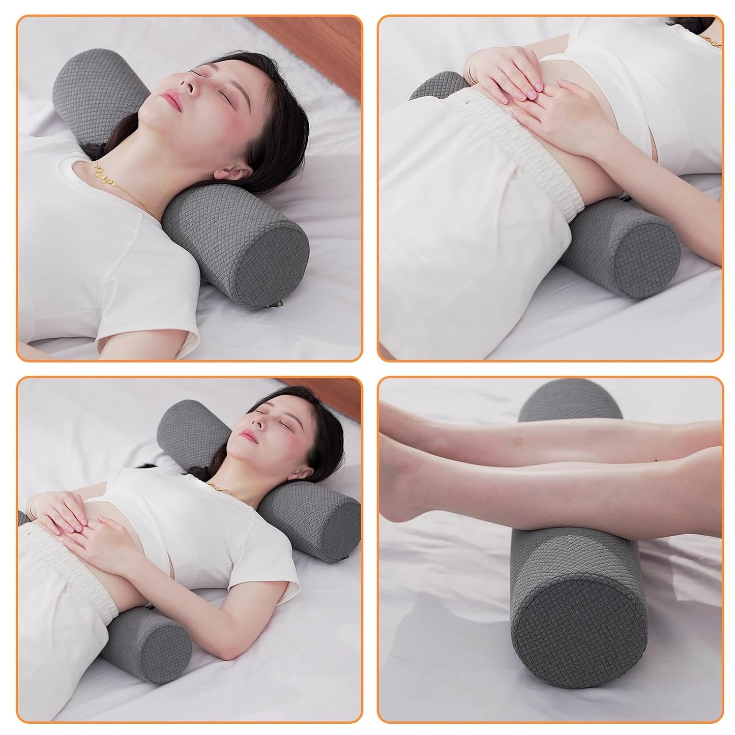 2 Pack Round Massage Table Bolster Pillow Pad, Bolster Pillow, Round Pillows, Suitable for Earthlite Massage Table (Grey, 4.7''x19.6'')