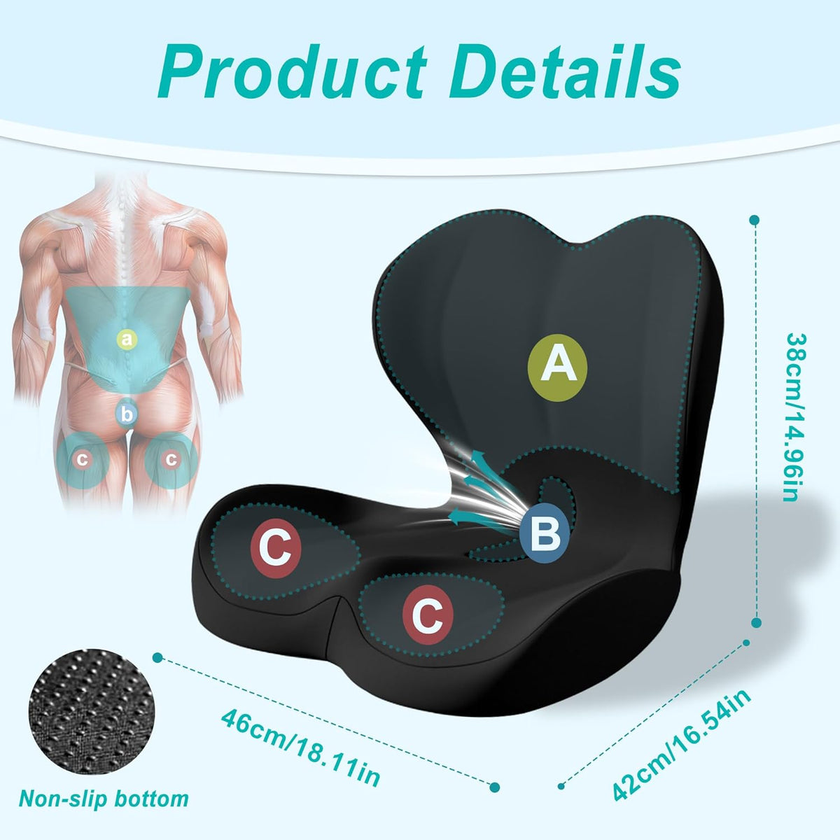 Seat Cushion for Office Chair, Ergonomic Cushion with Lumbar Support Pillow