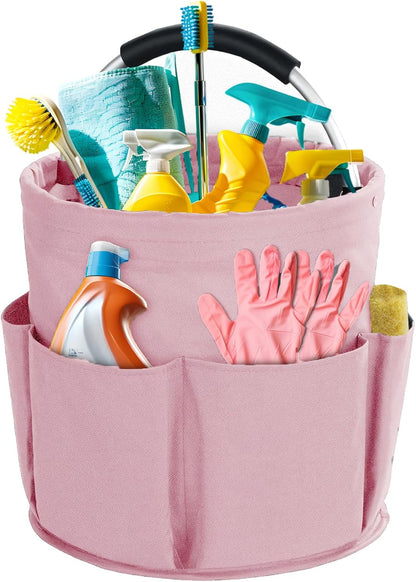 Cleaning Caddy with Handle, Cleaning Products Organiser, 17L Foldable Storage Basket, Cleaning Caddy Organiser, Portable Multi Cleaning Bucket Bag for Home, Garden (Black)
