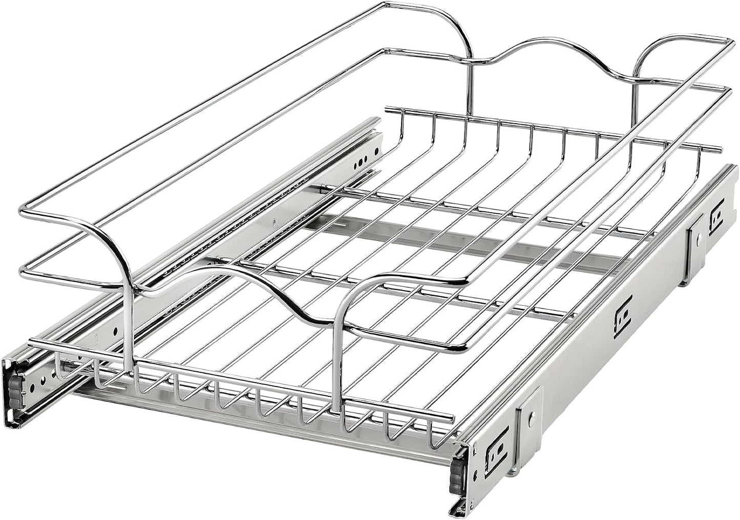 Rev-A-Shelf Pullout Organizer for Cabinets, Min Opening Width of 18" | STwo-Tier Steel Shelf for Kitchen or Vanity Cabinet Organization, Heavy Gauge Wire Slide Out Storage Basket, 5WB2-1822CR-1