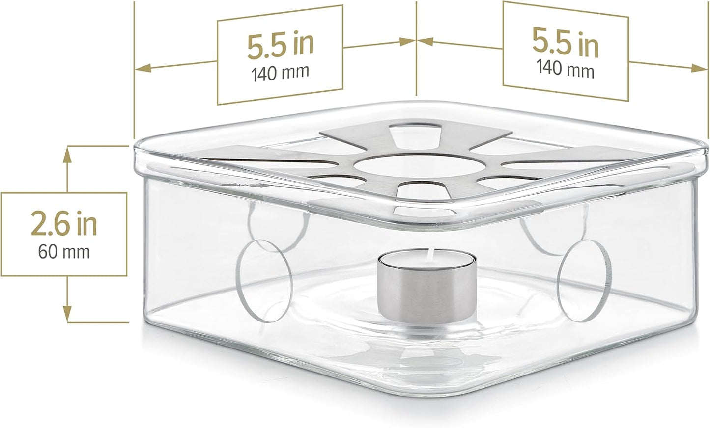 Teabloom Radiance Square Tea Warmer with Tealight Candle – Elegant Base for All Teapot Shapes