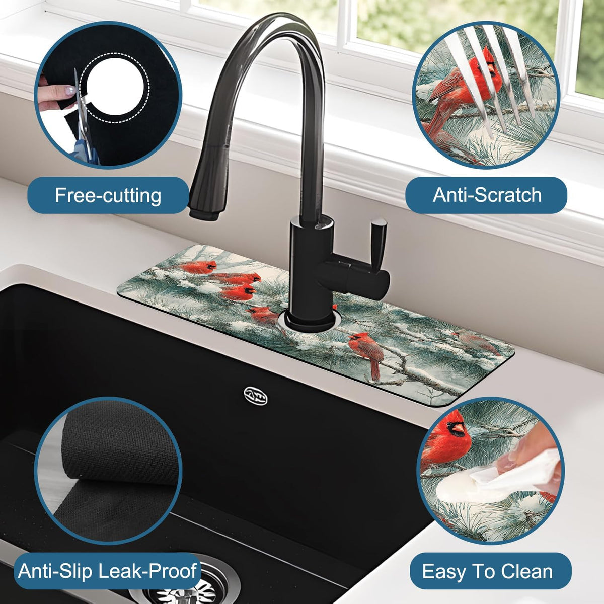 Faucet Mat for Kitchen Sink Absorbent Splash Guard Bathroom 23.5"X5.5"