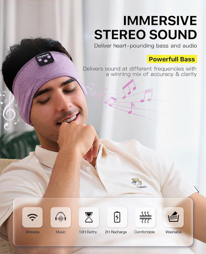 Perytong Sleeping Headphones Bluetooth Headband, Soft Long Time Play Sleeping Headsets with Built in Speakers Perfect for Workout,Running,Yoga,Travel, Darkgray