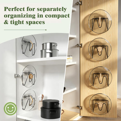 4 Pack Pot Lid Organizer Rack for Cabinet Door, No Drilling