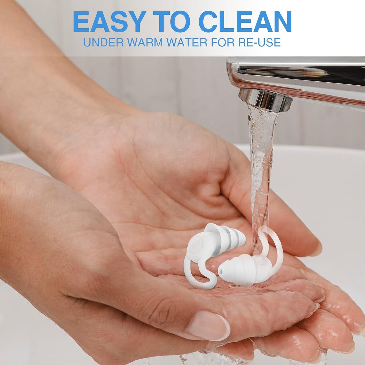 Silicone Earplugs for Sleeping and Noise Reduction, 40dB Protection Reusable Triple Layer Design Ear Plugs