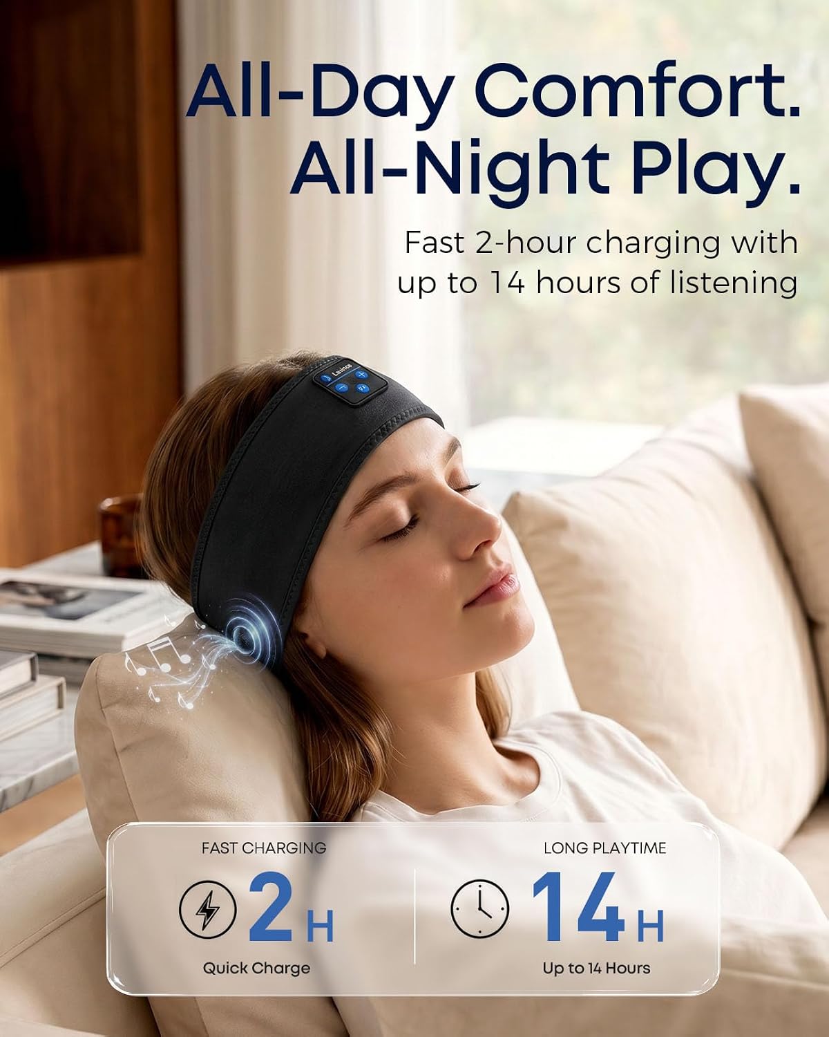Sleep Headphones Headband, Bluetooth 5.4 Sleeping Headphones for Side Sleepers, Wireless Headband Headphones with Ultra-Thin Stereo Speakers for Sports, Workout, Travel, Meditation