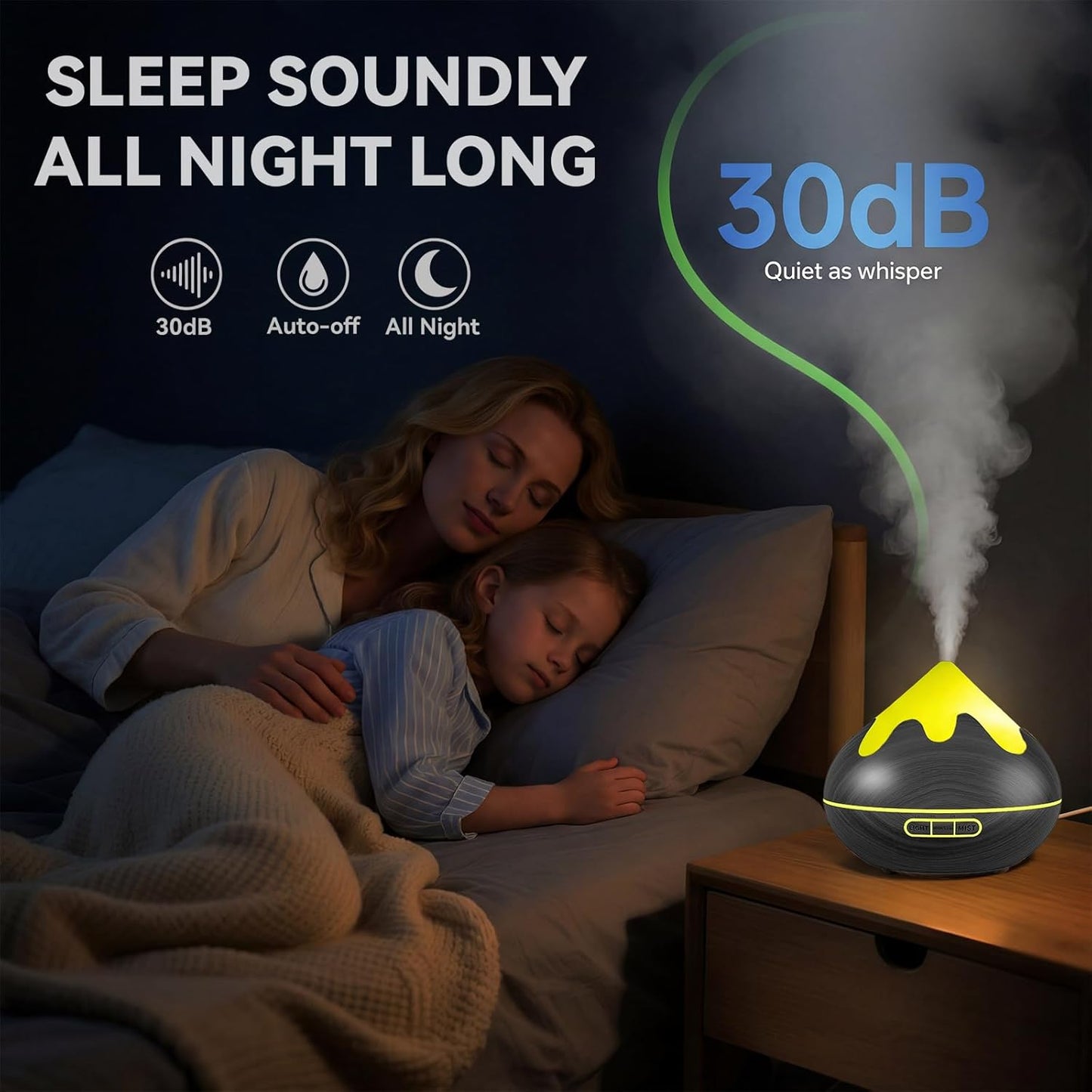 500ML Essential Oil Diffuser, Aromatherapy Diffuser with Remote Control, Multifunctional Air Diffusers for Home Office Room, Fragrance Aroma Diffuser with 7 Color LED & 2 Mist Mode, Brown
