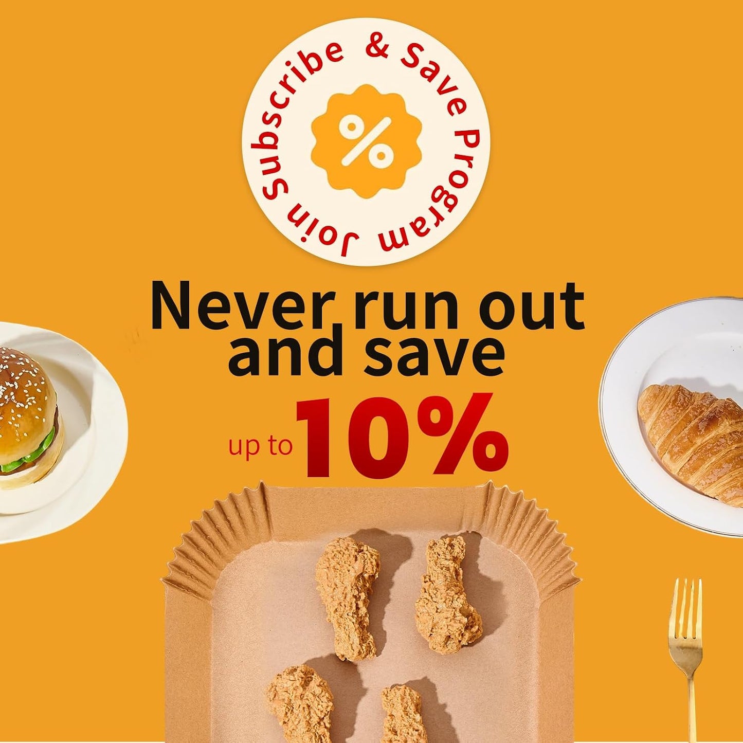 40GSM Air Fryer Liners, 6.5 Inch Air Fryer Liners Disposable, Unbleached Paper For 3-5Qt, Raw Wood Pulp, Double-Sided Silicone, For Health-Conscious Cooks & Busy Families, Square 100pcs