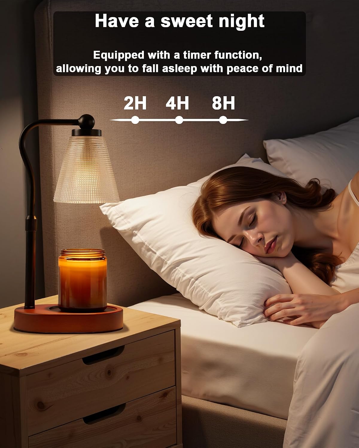 Candle Warmer Lamp with Timer, Dimmable, Adjustable Height, Oval | 2 bulbs included, no flame needed, 1-year warranty, farmhouse or modern decor, for bedroom, kitchen, living room, gifting