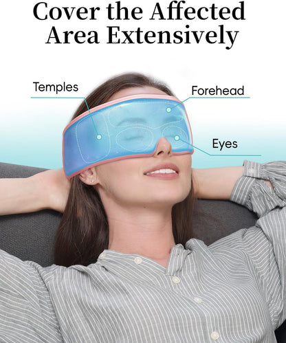Cooling Eye Mask for Puffy Eyes, FSA Eligible HSA, Headache and Migraine Relief Gel Eye Mask, for Headache, Puffiness, Eye Strain, Reusable Face Ice Pack for Post-Surgery Care, Deep Blue