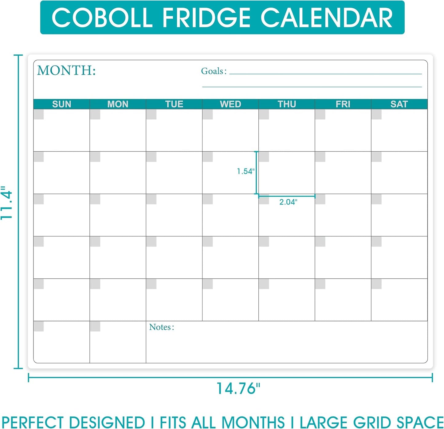 Magnetic Dry Erase Fridge Calendar for Refrigerator Planner, 11.4" x 14.76" | Kitchen Fridge Calendars in Monthly & Weekly Set, Magnetic Calendar