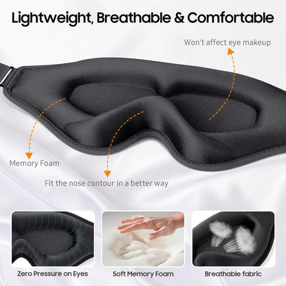 BeHoomi Sleep Mask, Premium Eye Mask for Sleeping, Total Blackout, Super Soft Comfort, Adjustable Fit, Upgraded 3D Ergonomic Designed Sleeping Mask for Home, Office, Travel, Meditation, Yoga, Pink