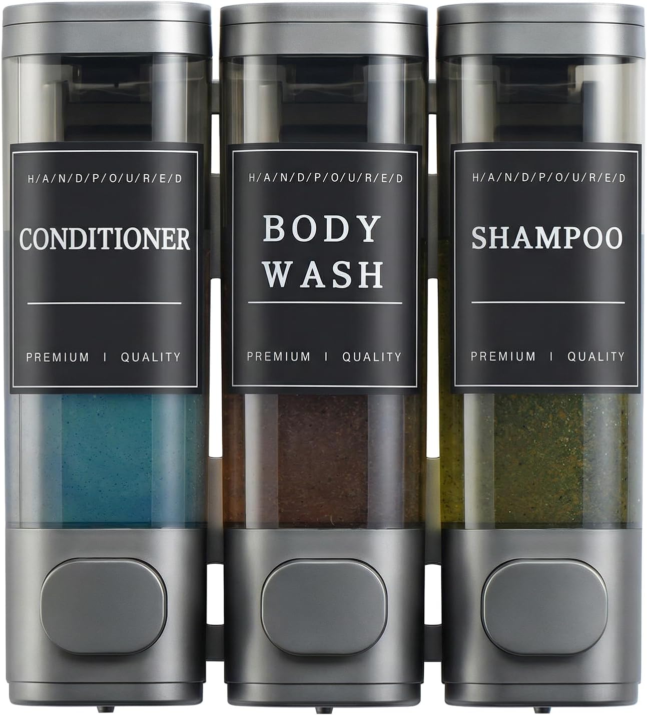 Shampoo and Conditioner Dispenser,Shower Soap Dispenser 3 Chamber No Drill Wall-Mounted Shampoo Dispenser for Shower Wall Mounted Shower Dispenser for Bathroom Hotel Large Capacity, Clear Bright