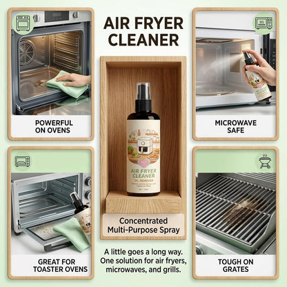 2-in-1 Air Fryer Cleaner Spray, Heavy Duty Oil Remover and Degreaser (2) | Safe for non-stick baskets, racks, and trays. Instantly dissolves tough baked-on grease with a non-scratch formula.