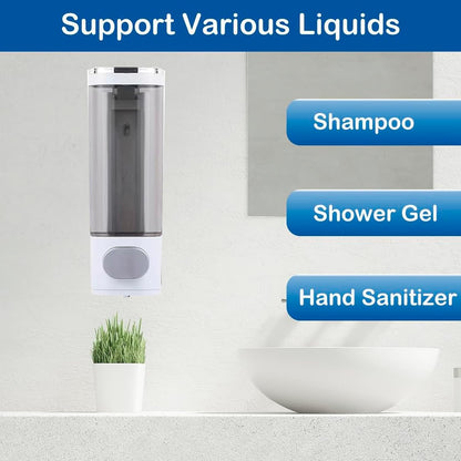 Wall Mounted Hand Soap Dispenser, 1 Chamber, 10oz/300ml Single Black Shampoo and Conditioner Dispenser, Bathroom Shower Dispenser Gel Container Dispenser and Organizer for Bathroom Kitchen Hotel