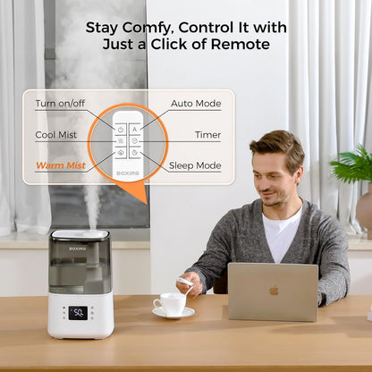 BOXING 4.5L Warm&Cool Mist Humidifier, Humidistat, Auto Mode, Remote,Timer