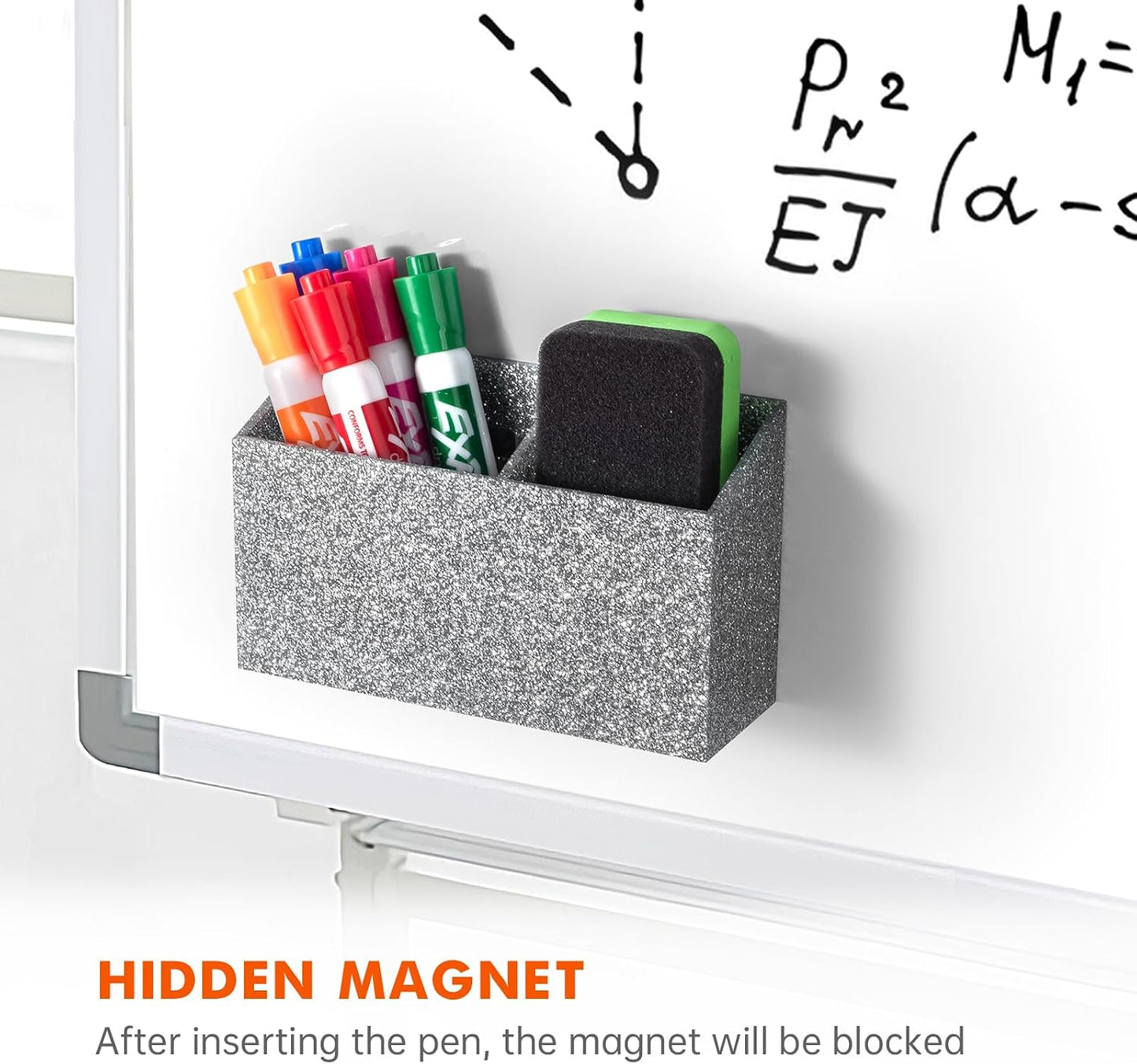 BEYGORM Magnetic Dry Erase Marker Holder for Whiteboard & Refrigerator | Non-slip Acrylic Pen Holder for Classroom, Fridge Magnet, Locker Organizer Accessories, Teacher & School Supplies(Black)