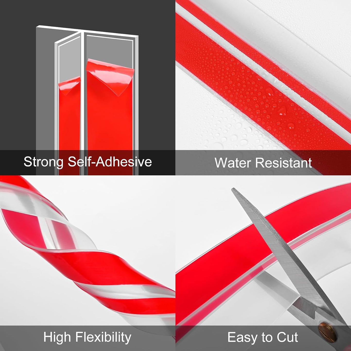 ToLanbbt T-Shaped Door Draft Stopper 1.97 in x 20 FT Silicone Weather Stripping Door Seal Double-Sided Adhesive Draft Seal Tape for Doors Windows and Shower Glass Gaps, Side, Frame, Clear