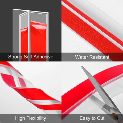 ToLanbbt T-Shaped Door Draft Stopper 1.97 in x 20 FT Silicone Weather Stripping Door Seal Double-Sided Adhesive Draft Seal Tape for Doors Windows and Shower Glass Gaps, Side, Frame, Clear