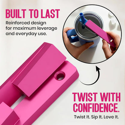 Easy Grip Bottle Cap Opener – Ergonomic Lid Turner for Stanley, Hydrojug, & Owala Tumblers – Easy Grip Assisted Bottle Opener for Weak Hands – 20oz, 32oz, 40oz - Hot Pink