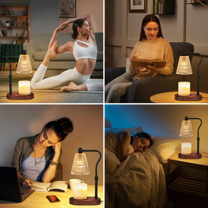 Engpure Candle Warmer Lamp - Candle Warmer Lamp with Timer and Dimmer Adjustable Height,Electric Wax Melt Warmer with 2 Bulbs for Scented Jar Candles Home Decor Mother's Day Gifts, Amber