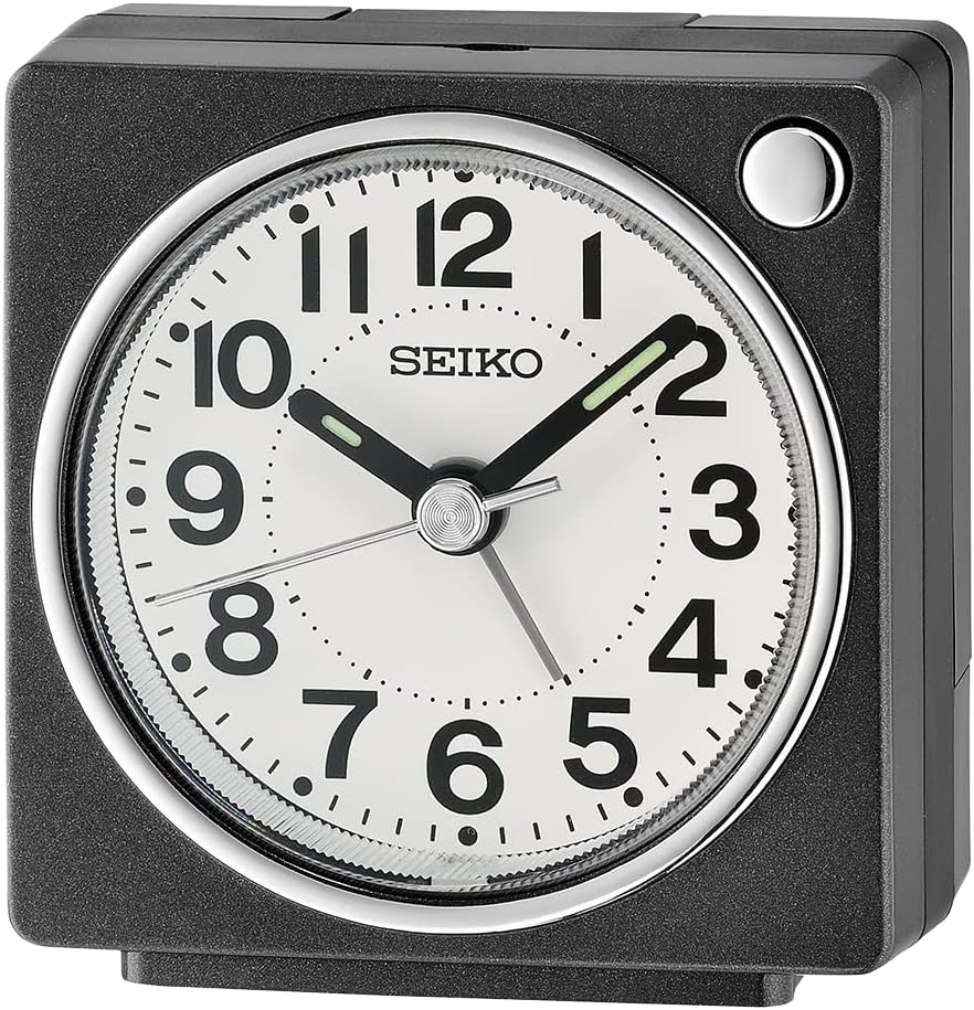 SEIKO Fuji Dark Bedroom Alarm Clock, Metallic Black
