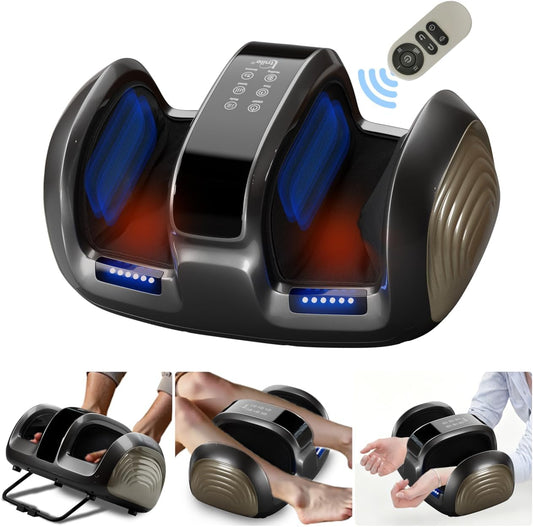 Shiatsu Foot and Calf Massager with Heat Compression, Feet Kneading Massage Machine Delivers Relief for Tired Muscles & Plantar,Pain Relief,Deep Kneading Therapy-Ideal Gifts for Women Men Dad