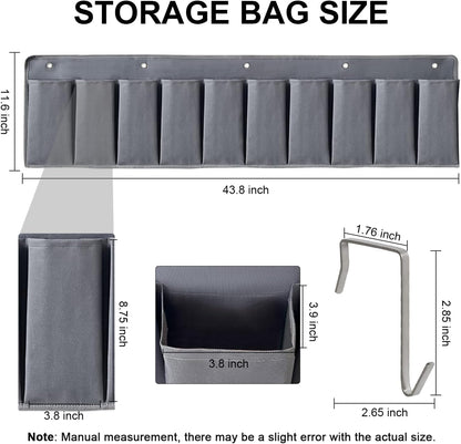 RVZONE RV Shoe Pockets 10 Pockets Heavy Hanging Bedside Storage Organizer with Sturdy Hooks Storage Pockets Hangs on bed for Shoes Toys and Tool Accessories